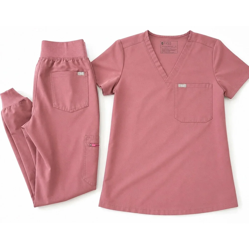FIGS Catarina Top Zamora Jogger Scrub Set Mauve Pink XS